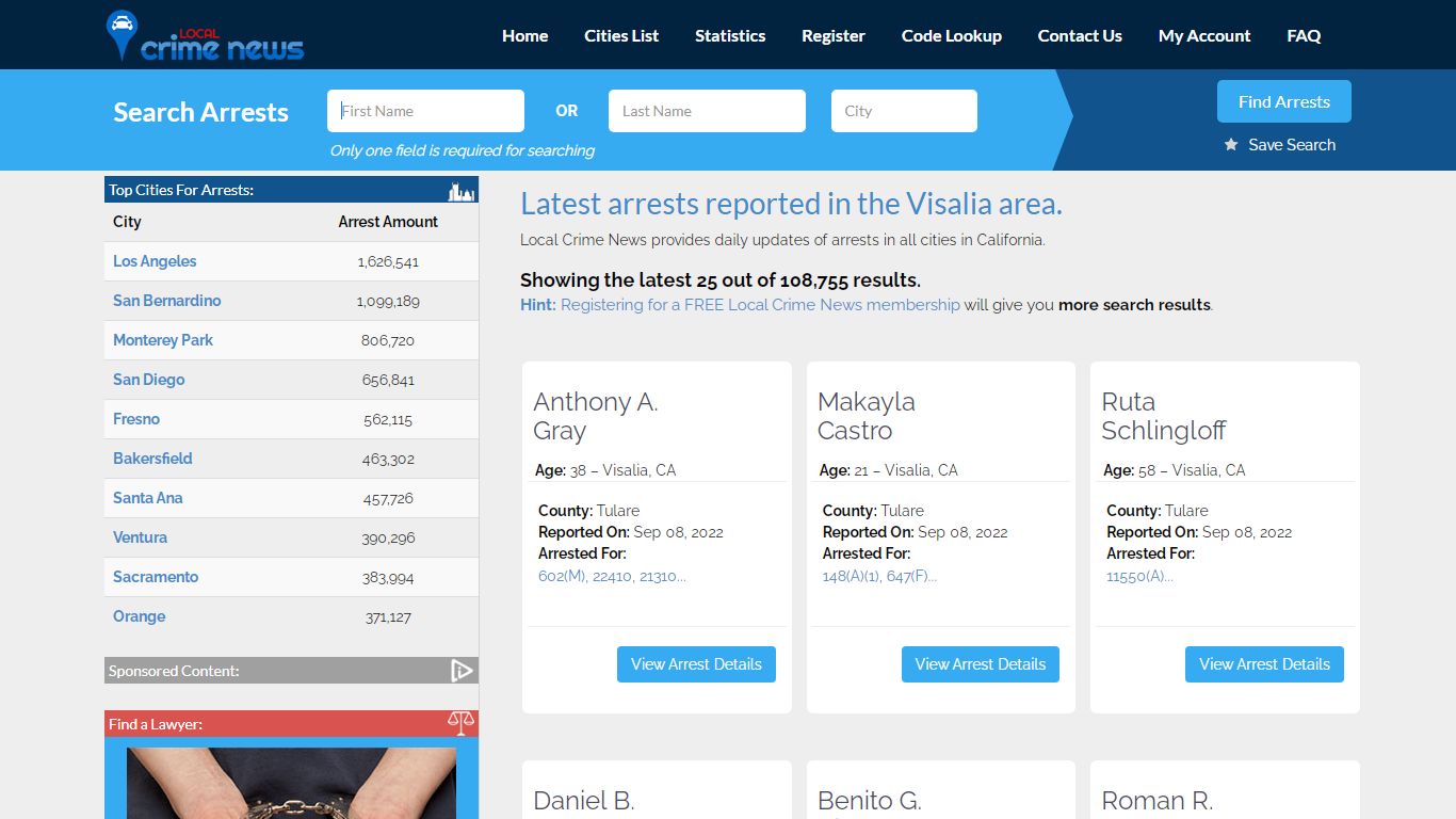 Visalia California Arrest Records | Local Crime News